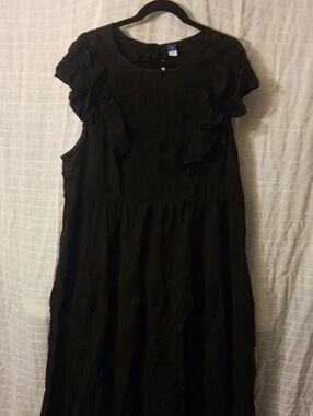 Old Navy Black Maxi Dress with Ruffle Shoulders
